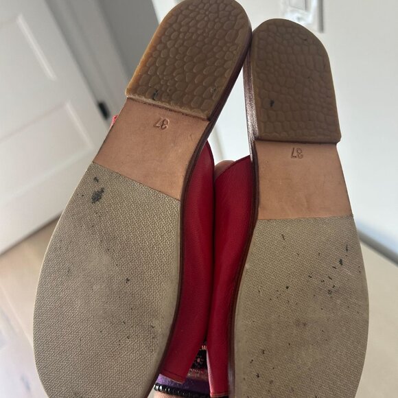 James Smith Off Duty Slide Sandal in Red Leather, size 38 (size 8) - Picture 2 of 2